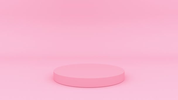 Pinkfarbenes Podium Mit Fallenden Herzen Minimale Herzformen Und Minimaler Stil — Stockvideo