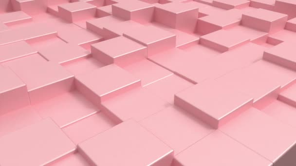 Movimiento Abstracto Rosa Cubos Metálicos Fondo Vista Perspectiva Isométrica Cubos — Vídeo de stock