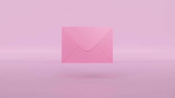 Ein Dreidimensionaler Rosafarbener Papierumschlag Wird Geöffnet Und Ein Weißes Blatt — Stockvideo