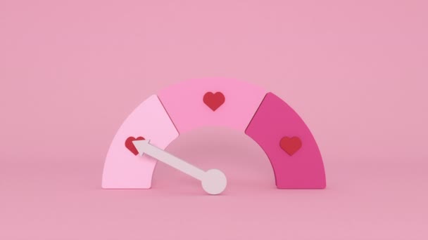 Medidor Amor Fundo Rosa Escala Calibre Amor Rosa Rosa Escuro — Vídeo de Stock