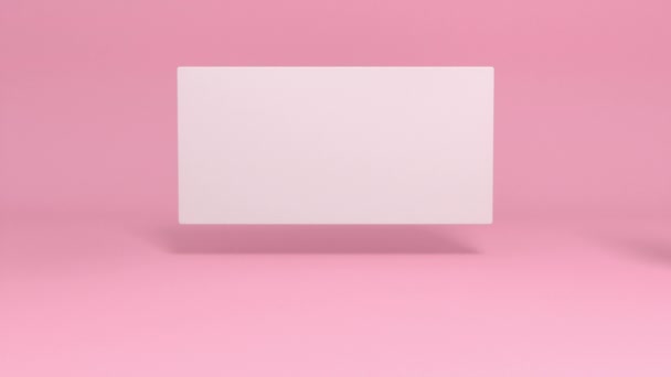 Witte Vierkante Banner Met Lege Ruimte Roze Ballonnen Verschijnen Drijvend — Stockvideo