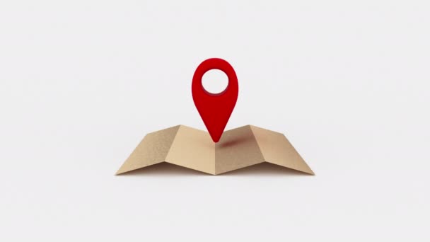 Marcador Rojo Ubicación Centro Mapa Papel Plegado Icono Ubicación Navegación — Vídeos de Stock