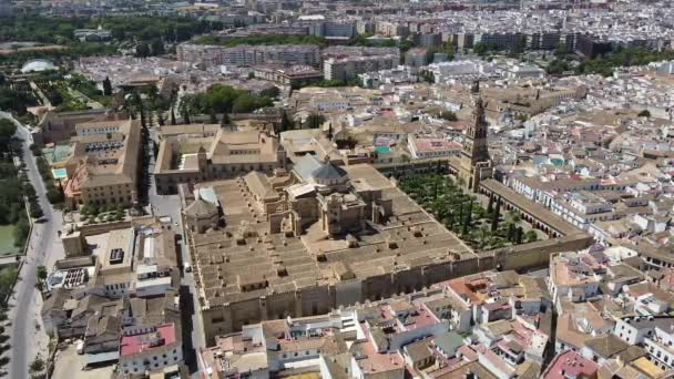 Воздушное Видео Знаменитого Испанского Города Известного Своей Великолепной Мечетью Христианской — стоковое видео