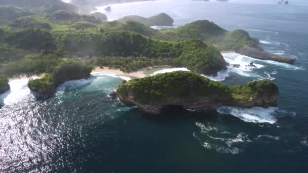 Luchtfoto Van Batu Bengkung Beach Gelegen Malang Oost Java Indonesië — Stockvideo