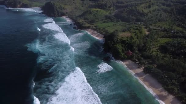 Вид Воздуха Пляжа Бату Бенгкунг Расположенный Маланге Восточная Ява Индонезия — стоковое видео