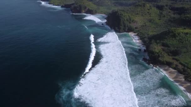 Luchtfoto Van Batu Bengkung Beach Gelegen Malang Oost Java Indonesië — Stockvideo