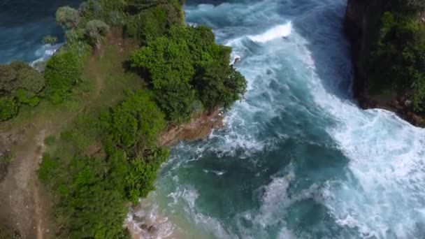 Pemandangan Udara Dari Pantai Batu Bengkung Yang Terletak Malang Jawa — Stok Video