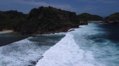Batu Bengkung Sahili 'nden hava görüntüsü Malang, Doğu Java, Endonezya' da yer almaktadır.
