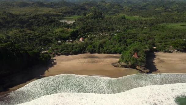 Pemandangan Udara Pantai Nganteb Malang Selatan Jawa Timur Indonesia — Stok Video