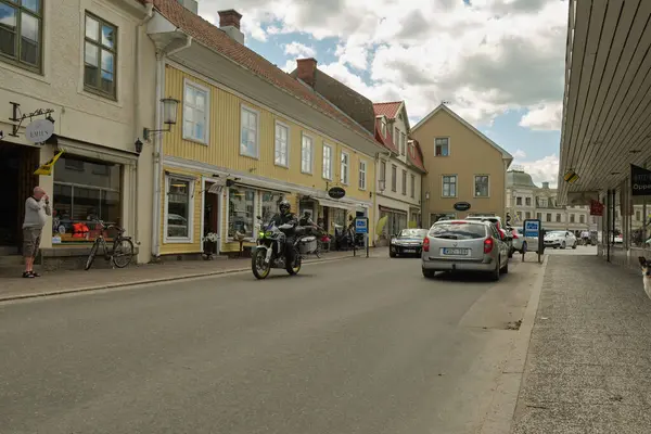 stock image Impressions from the wooden town of Hjo at Lake Vaettern in Skaraborg Sweden on a sunny summer day