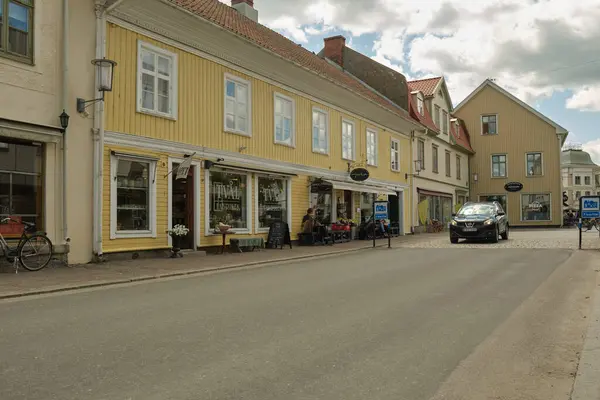 stock image Impressions from the wooden town of Hjo at Lake Vaettern in Skaraborg Sweden on a sunny summer day