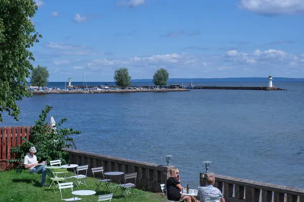 Stock image Impressions from the wooden town of Hjo at Lake Vaettern in Skaraborg Sweden on a sunny summer day