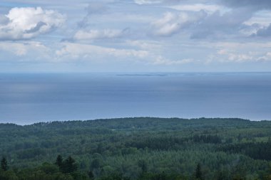 Temmuz 'da yağmurlu bir yaz gününde İsveç' teki Kinnekulle gezisi
