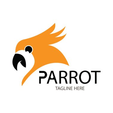 Beyaz arkaplanda papağan başı logo tasarımı şablonu