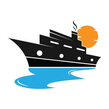 seyahat gemisi logo tasarım şablonu beyaz arkaplan üzerinde resimleme