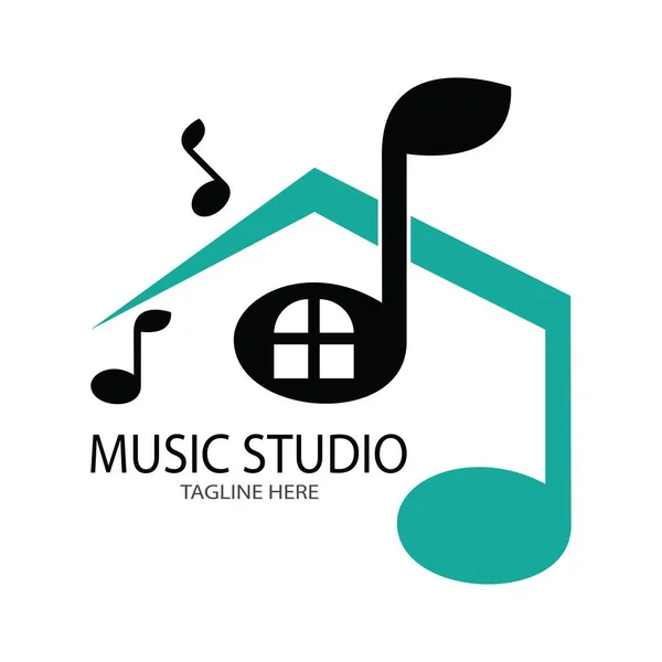 müzik stüdyosu logo tasarım şablonu çizimi