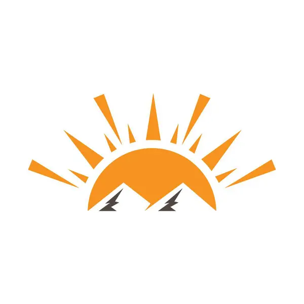 dağ ve güneş logosu vektör çizimi