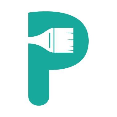 p harfi boya logo tasarım şablonu