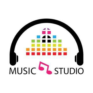 müzik stüdyosu logo tasarımı vektör çizimi