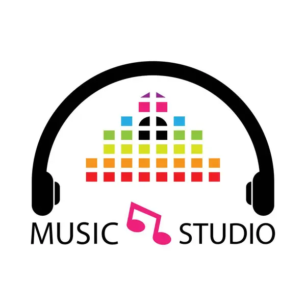 müzik stüdyosu logo tasarımı vektör çizimi