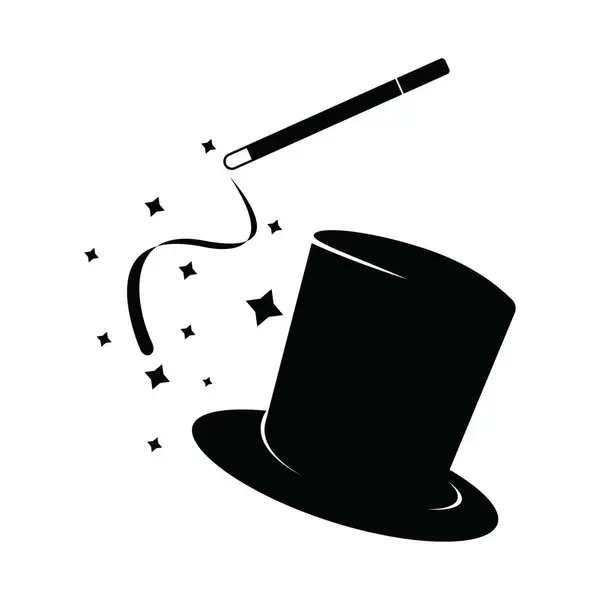 Sihirli şapka logosu sihirli değnek vektörü