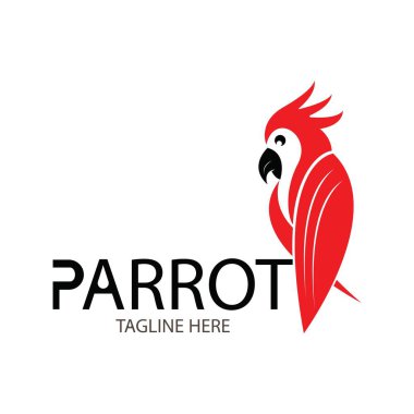 Beyaz arkaplanda papağan logosu tasarımı çizimi