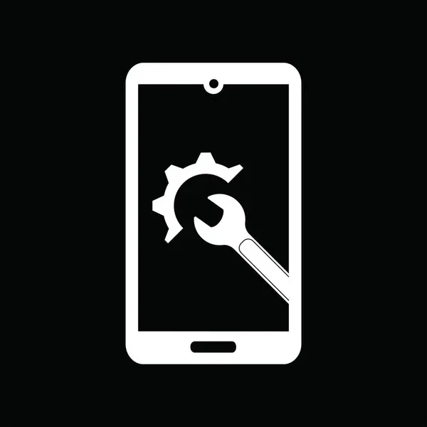 Siyah arkaplanda cep telefonu onarım ikonu vektör çizimi