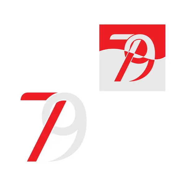 79 numaralı logo tasarım şablonu kırmızı ve beyaz