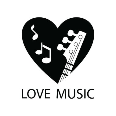 aşk müzik logosu tasarım vektör
