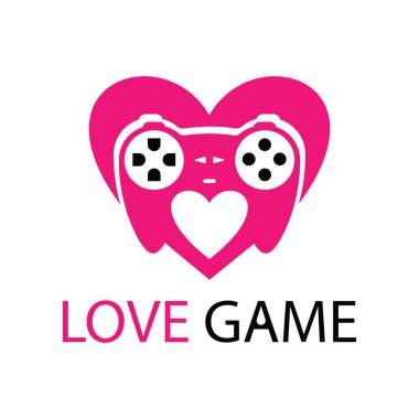 oyun denetleyici ve aşk logosu tasarımı vektör çizimi
