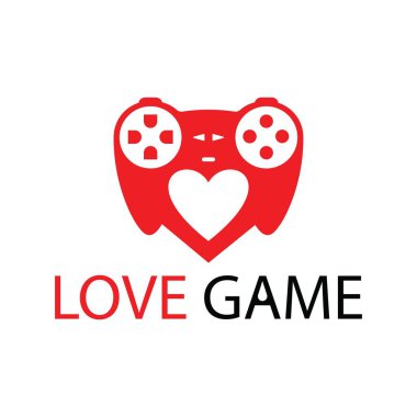 oyun denetleyici ve aşk logosu tasarımı vektör çizimi