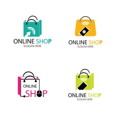 çevrimiçi dükkan logosu tasarım vektör koleksiyonu