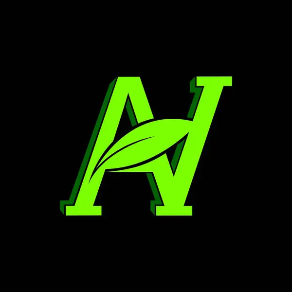 Siyah arkaplan üzerinde N doğal logo tasarımı çizimi