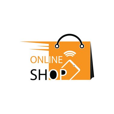 çevrimiçi dükkan logosu tasarımı vektör çizimi