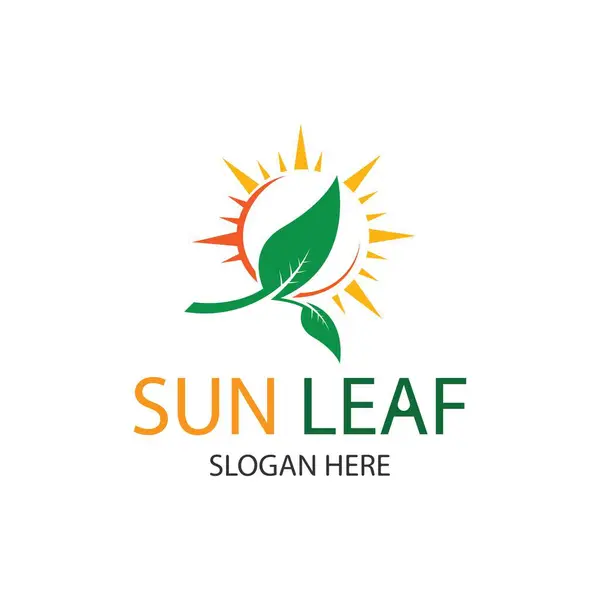 Güneş yaprağı logo tasarım şablonu çizimi