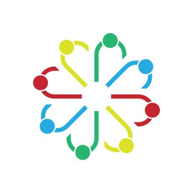 Sekiz kişiyi birbirine bağlayan logo tasarımı