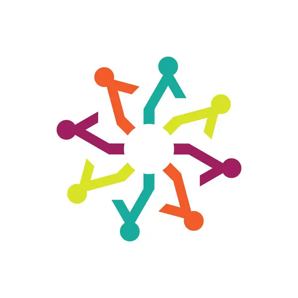 Sekiz kişiyi birbirine bağlayan logo vektörü