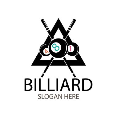 Bilardo topu logo tasarım vektörü düz stil