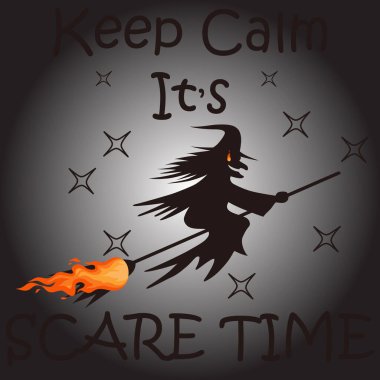 Sakin ol. Korku Zamanı. Cadılar Bayramı Korkunç Cadı Tasarımı.