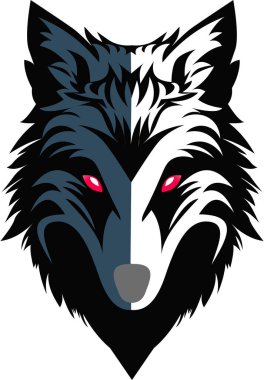 black and white wolf animal logo.
