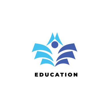  Bir insanın kitap okuması kavramına sahip logo eğitimi kitap elementlerinin bir bilgi kaynağı olduğu bir kitap