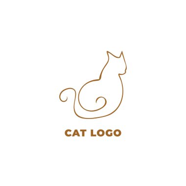 Kedi Logosu Çizgisi Sanat Tasarım Vektörü İş ve Sanatsal Tarzı ile Hayvan Silueti İllüstrasyonu