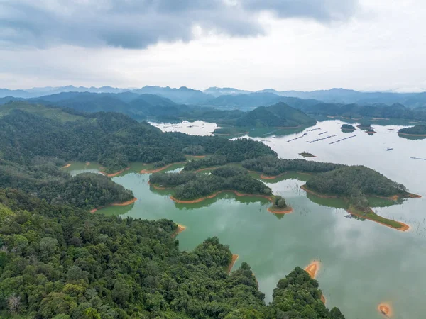 stock image Aerial view of Ulu Kasok Riau tourist attraction, the Raja Ampat wannabe in Riau province, Sumatra island, Indonesia.