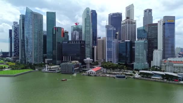 Imagens Aéreas Drones Arranha Céus Singapura Marina Bay Singapura — Vídeo de Stock