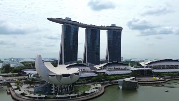Imágenes Aéreas Drones Marina Bay Sands Singapur — Vídeos de Stock