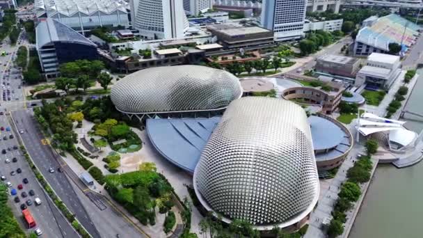 Images Aériennes Drones Esplanade Theatres Bay Singapour — Video