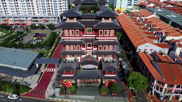 Imagens Aéreas Buddha Tooth Relic Temple Singapura Templo Budista Localizado — Vídeo de Stock