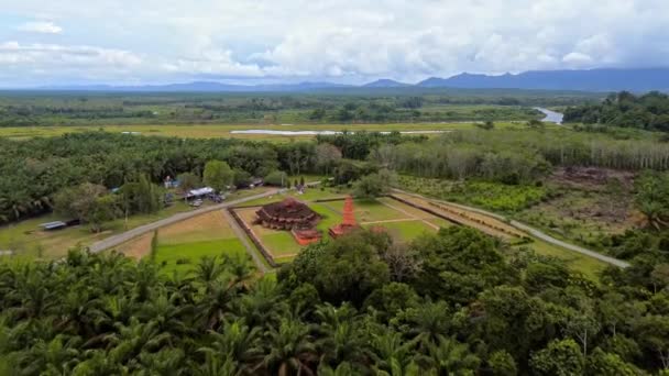 Aerial Video Muara Takus Temple Riau Province Indonesia Famoso Templo — Vídeo de stock