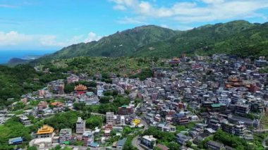 Jiufen eski sokağının 4K görüntülerinde Tayvan 'da birçok konut var. Tayvan 'ın kuzey kıyısındaki 