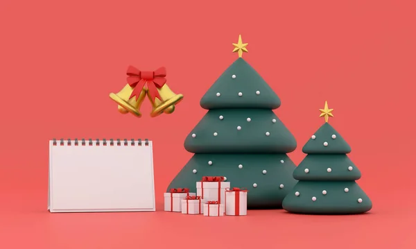 stock image 3D. New year calendar. merry Christmas and happy new year Christmas tree and gif